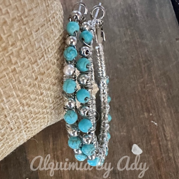 Alquimia Silver and Blue Earrings - Picture 1 of 3